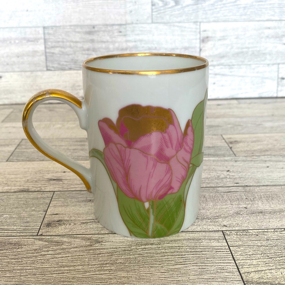 1980’s Fitz and Floyd "TULIPE D'OR"‎ Coffee Tea Mug Purple Pink Gold